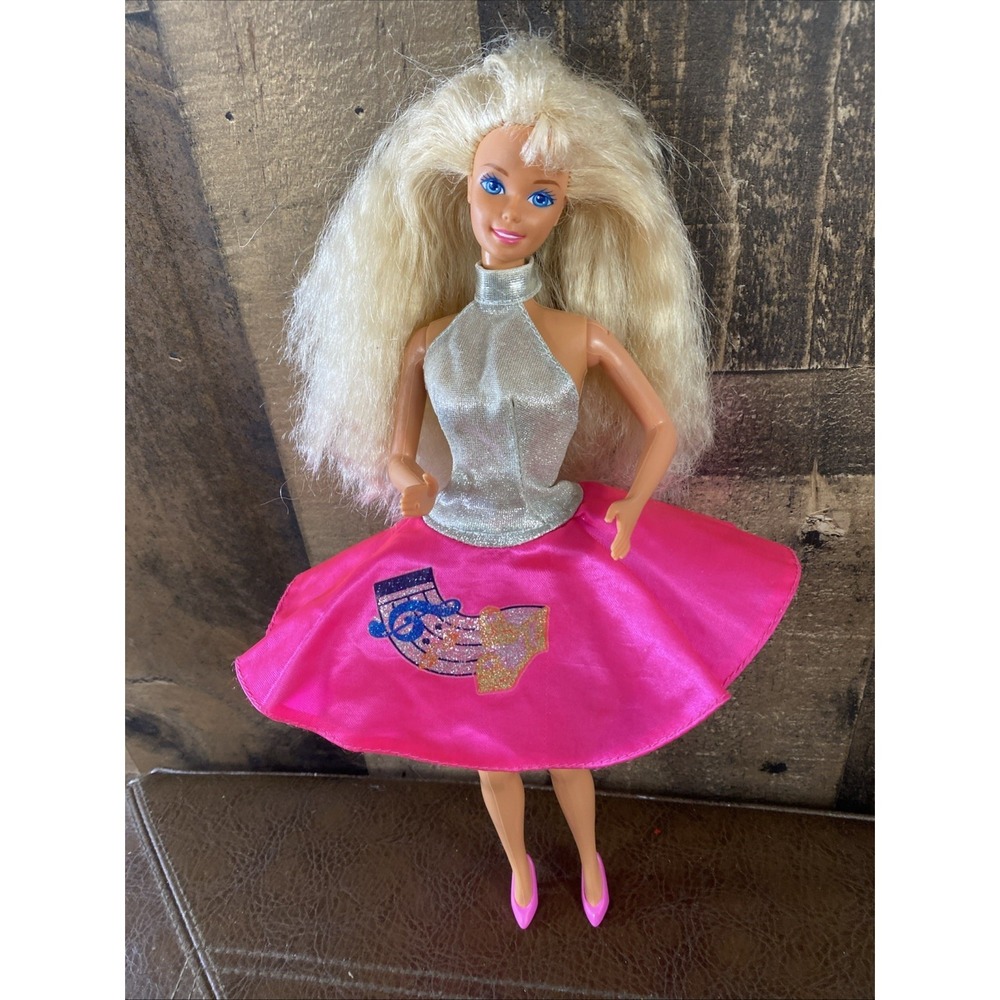 Vintage 1987 Barbie and the Sensations Doll Pink Poodle Skirt 1966 Malaysia Body